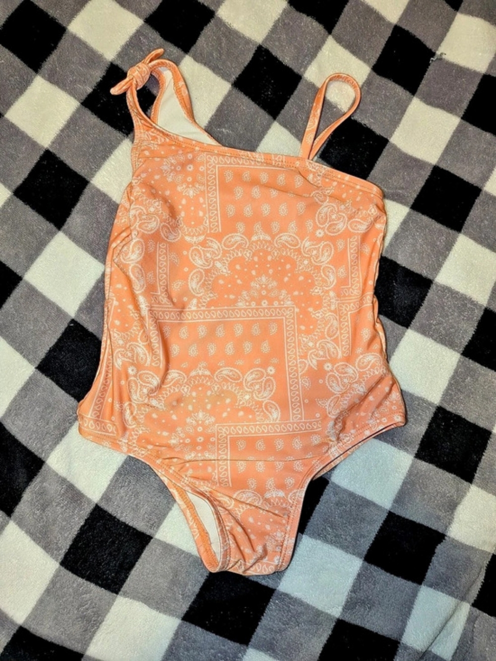 Wonder Nation Girls Orange Paisley One-Piece Swimsuit Sz 6
